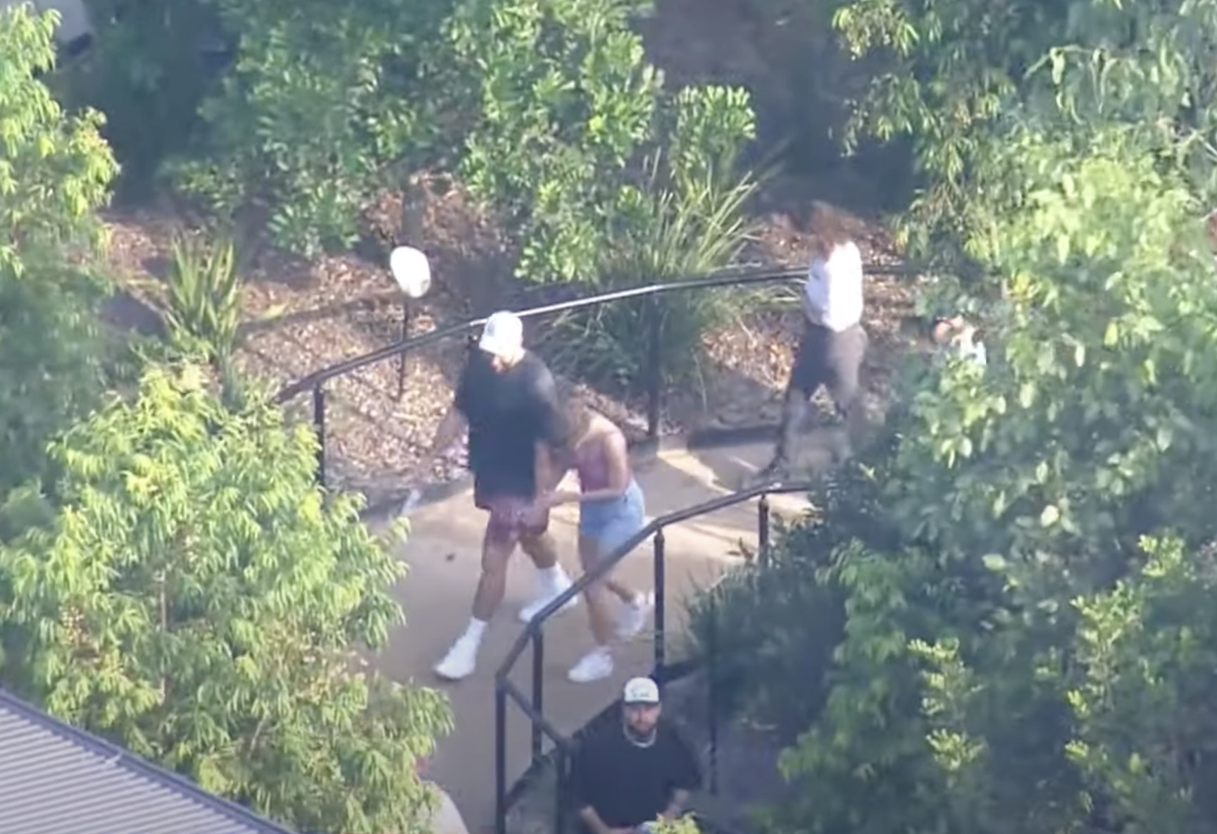 Travis Kelce and Taylor Swift walking around Sydney Zoo.