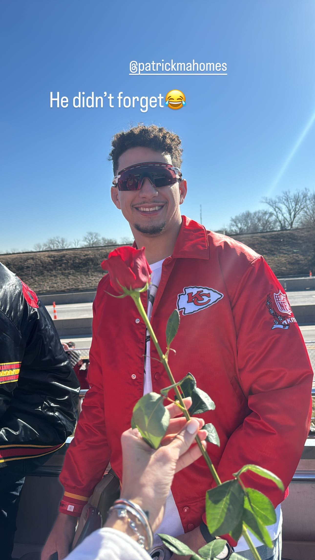 Patrick Mahomes and a rose