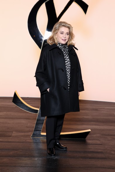 Catherine Deneuve attends the Saint Laurent show during Paris Fashion Week on Feb. 27, 2024.