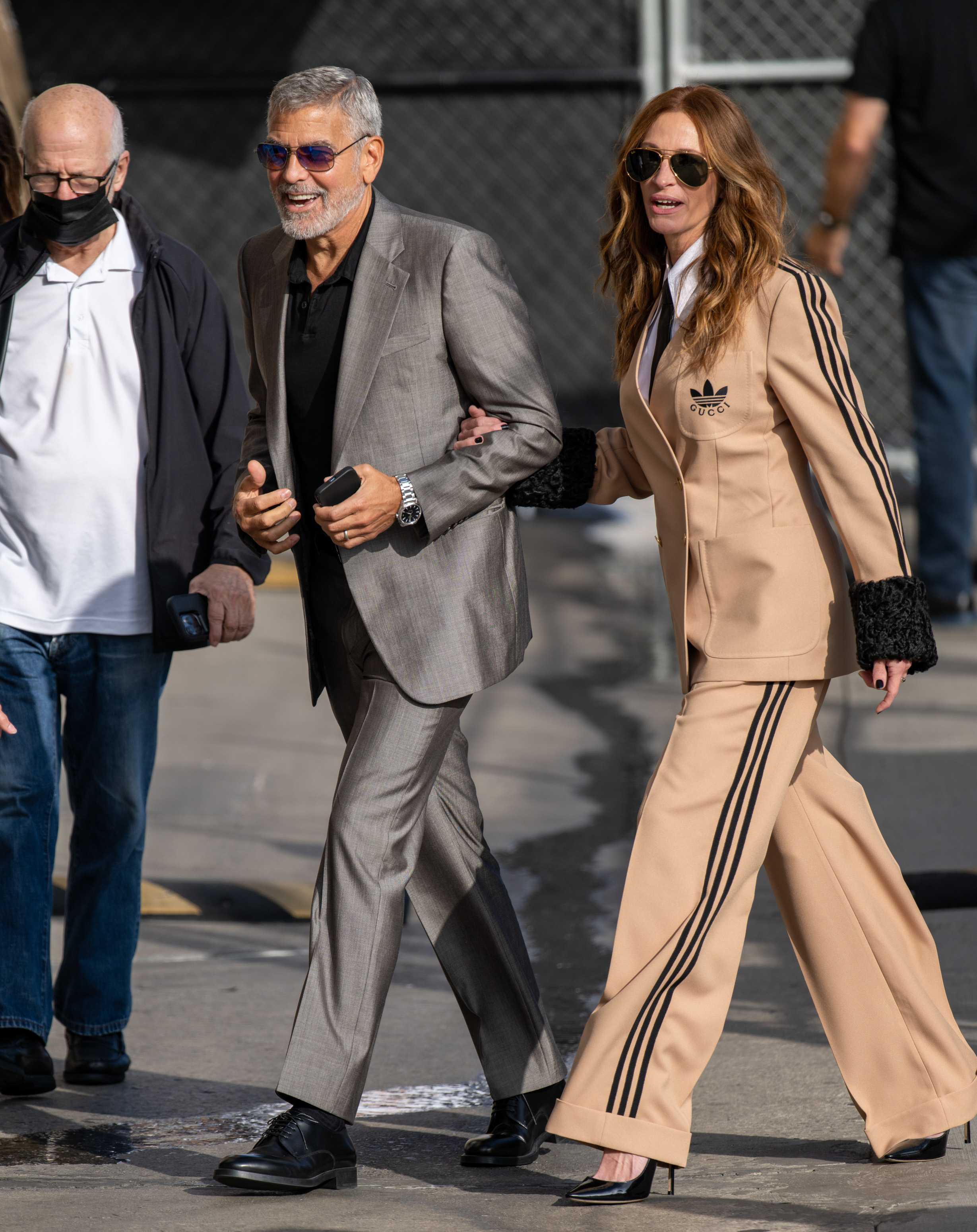 George Clooney and Julia Roberts are seen at "Jimmy Kimmel Live" on October 13, 2022 in Los Angeles, California.