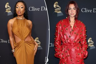 Megan Thee Stallion and Dua Lipa attends the Pre-GRAMMY Gala & GRAMMY Salute To Industry Icons at The Beverly Hilton on February 03, 2024 in Beverly Hills, California