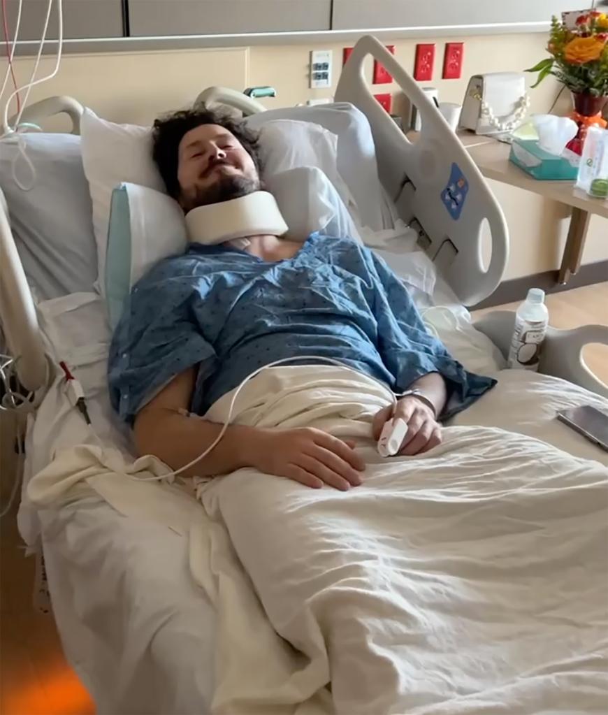 Val Chmerkovskiy in a hospital bed