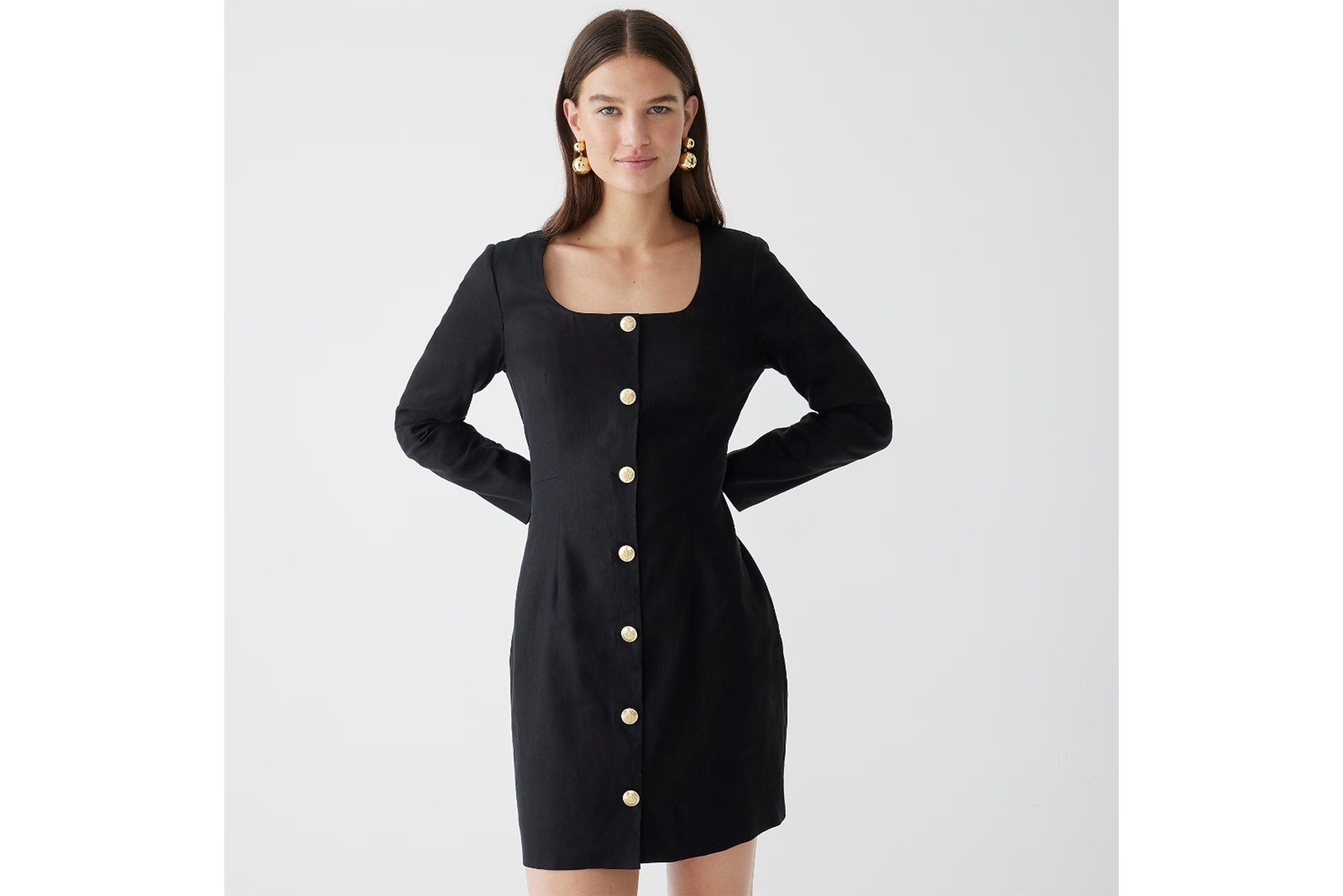 J.Crew Long-Sleeved Button-Front Minidress