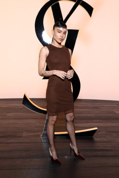 Zoë Kravitz attends the Saint Laurent show during Paris Fashion Week on Feb. 27, 2024.