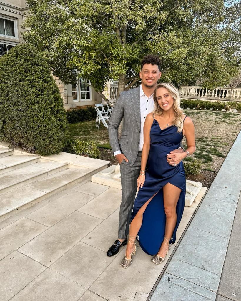 Brittany Mahomes and Patrick Mahomes attend a wedding