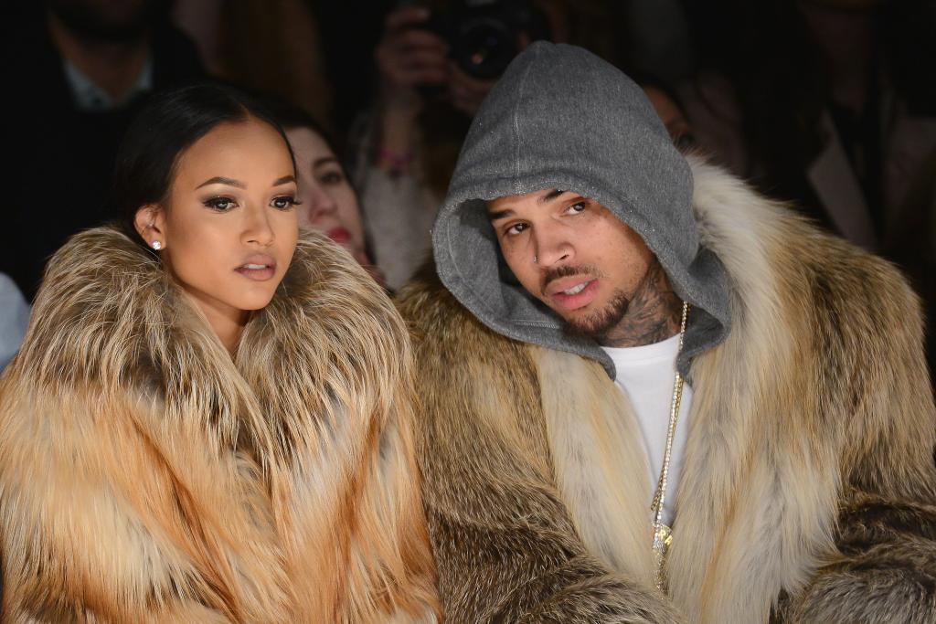 Chris Brown and Karrueche Tran at a fashion show.