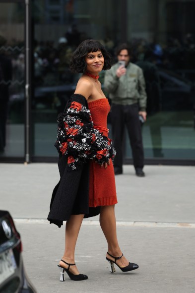 Zazie Beetz attends the Chanel show during Paris Fashion Week on March 5, 2024.