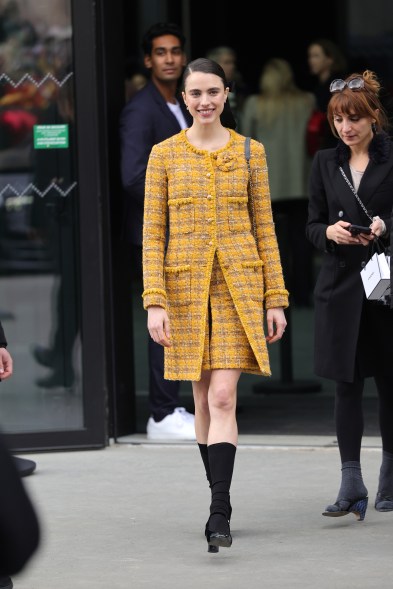 Margaret Qualley attends the Chanel show during Paris Fashion Week on March 5, 2024.