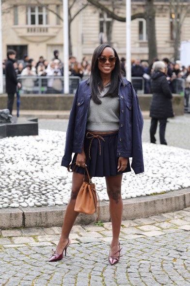 Aja Naomi King attends the Miu Miu show during Paris Fashion Week on March 5, 2024.