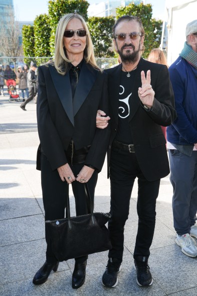 Ringo Starr and Barbara Bach attend the Stella McCartney show during Paris Fashion Week on March 4, 2024.