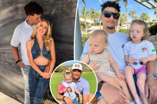 Brittany Mahomes and Patrick Mahomes in Cabo, Mexico with their kids.