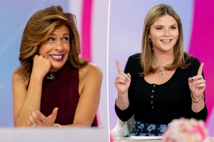 A split photo of Hoda Kotb on "Today" and Jenna Bush Hager on "Today"