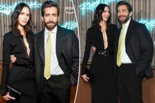 Jake Gyllenhaal and Jeanne Cadieu split image.