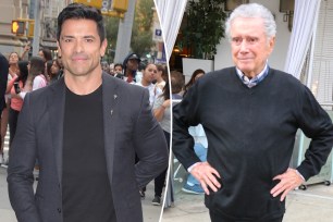 Mark Consuelos split image with Regis Philbin.