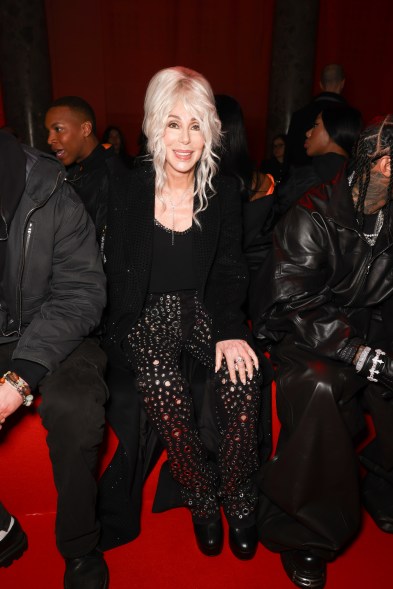 Cher attends the Vetements show during Paris Fashion Week on March 1, 2024.