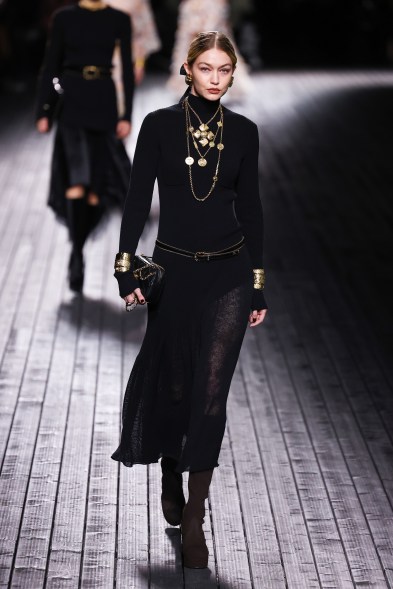 Gigi Hadid walks in the Chanel show during Paris Fashion Week on March 5, 2024.