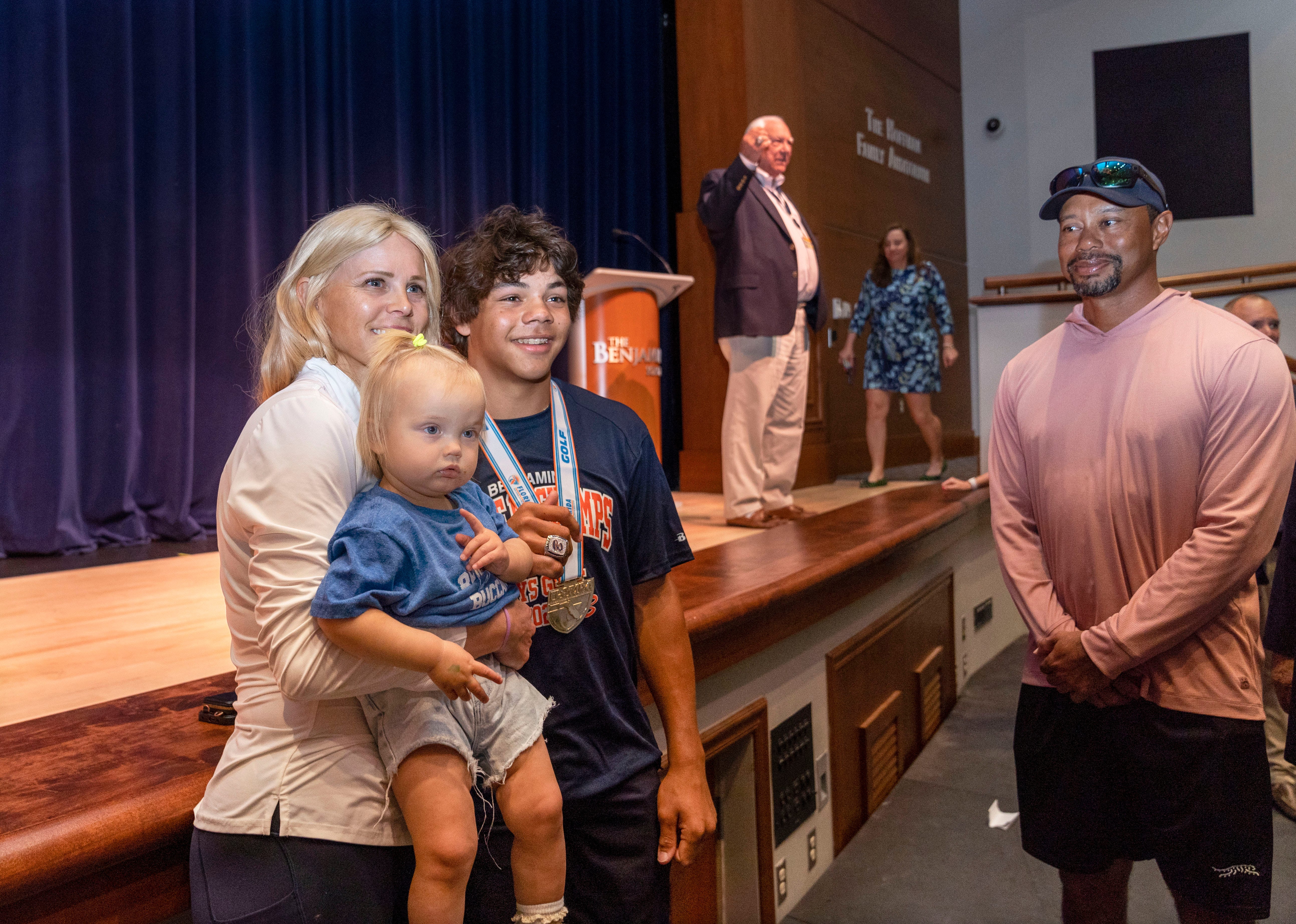 Tiger Woods and Charlie Woods with Elin Nordegren.