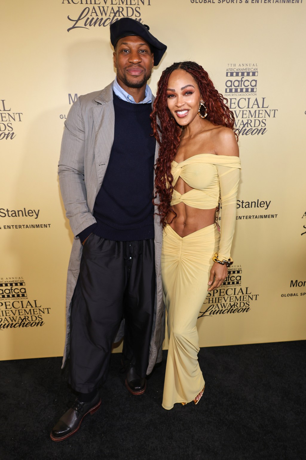 Meagan Good and Jonathan Majors 