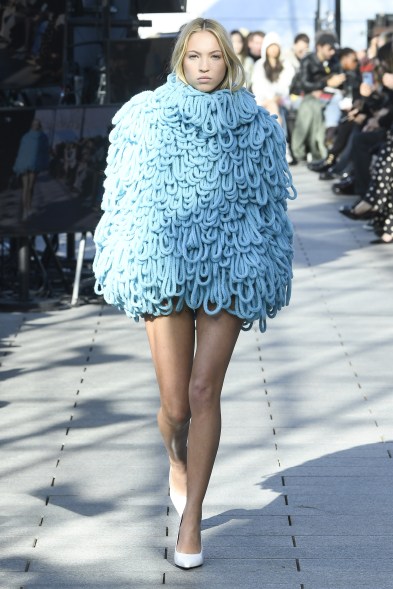 Lila Moss walks in the Stella McCartney show during Paris Fashion Week on March 4, 2024.