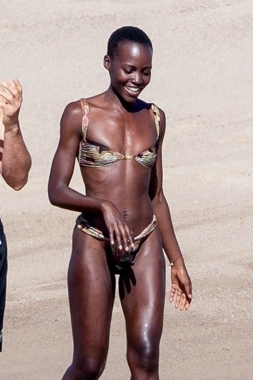 Lupita Nyong'o on the beach in Mexico.