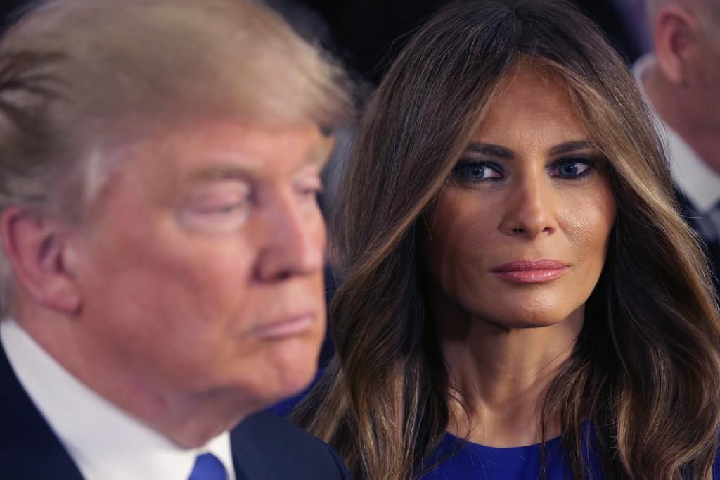 Melania Trump looking at Donald Trump.