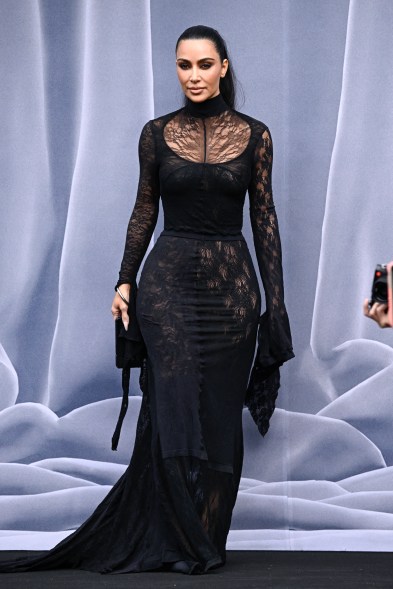 Kim Kardashian attends the Balenciaga show during Paris Fashion Week on March 3, 2024.