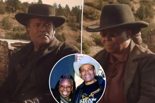 Mario Van Peebles on left Whoopi Goldberg on right both photo together inset photo.