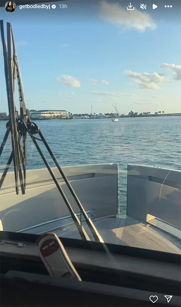 jenelle salazar's instagram story on a boat