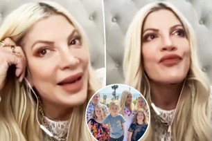 Tori Spelling split image.