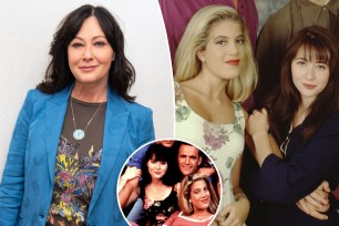 Shannen Doherty split image with Tori Spelling.