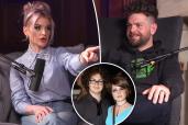 A split photo of Kelly Osbourne talking and jack Osbourne talking and a small photo of young Jack and Kelly Osbourne