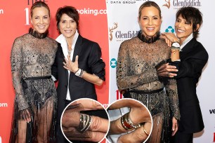 Maria Bello and Dominique Crenn split image.