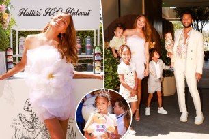 Chrissy Teigen and her family at her tea party.
