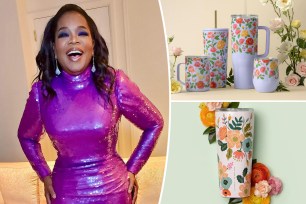 Oprah with insets of floral tumblers