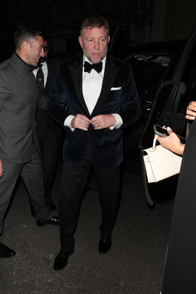 Guy Ritchie arriving at Victoria Beckham's 50th birthday party 