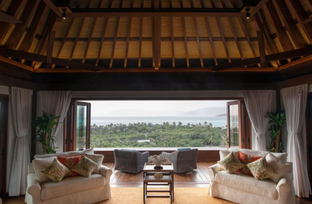 Inside a bedroom on Necker Island. 