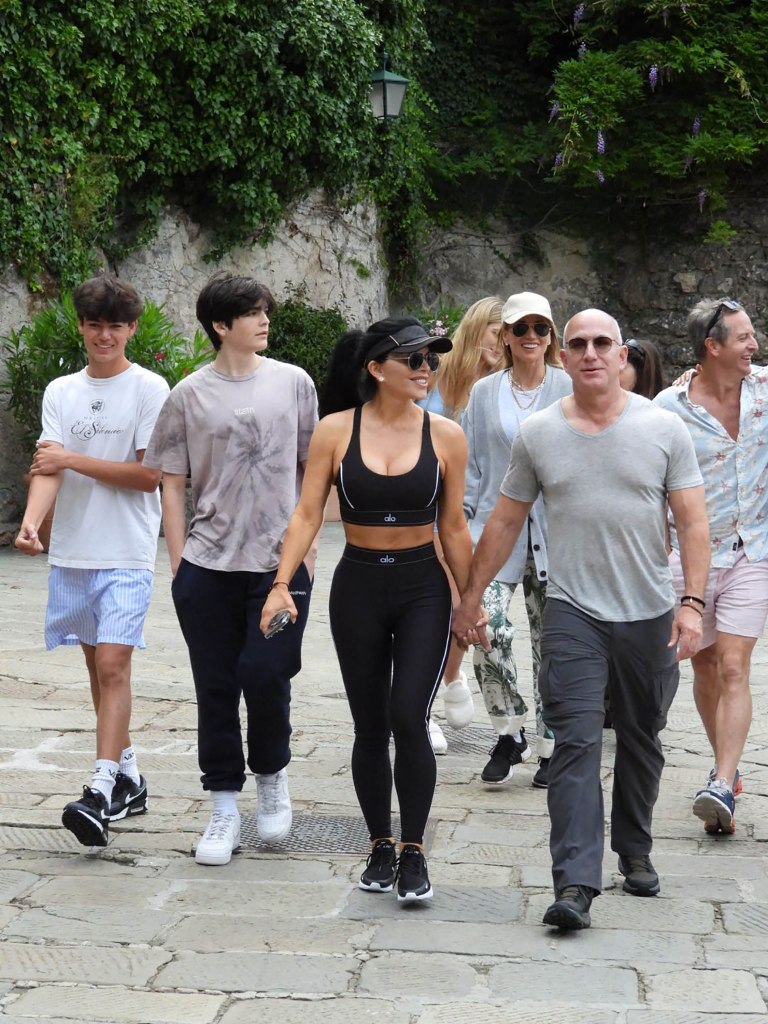 Jeff Bezos and Lauren Sanchez spotted strolling hand in hand in Portofino.