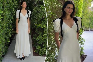 Kendall Jenner in flowy white gown on Easter 2024