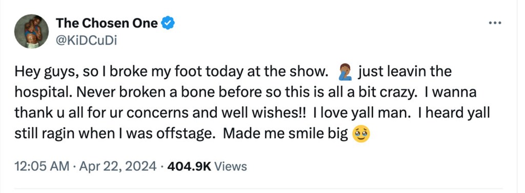 Kid Cudi's tweet. 