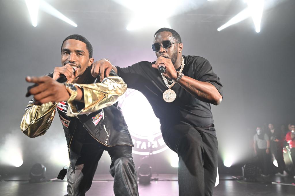 Christian "King" Combs and Diddy performing.