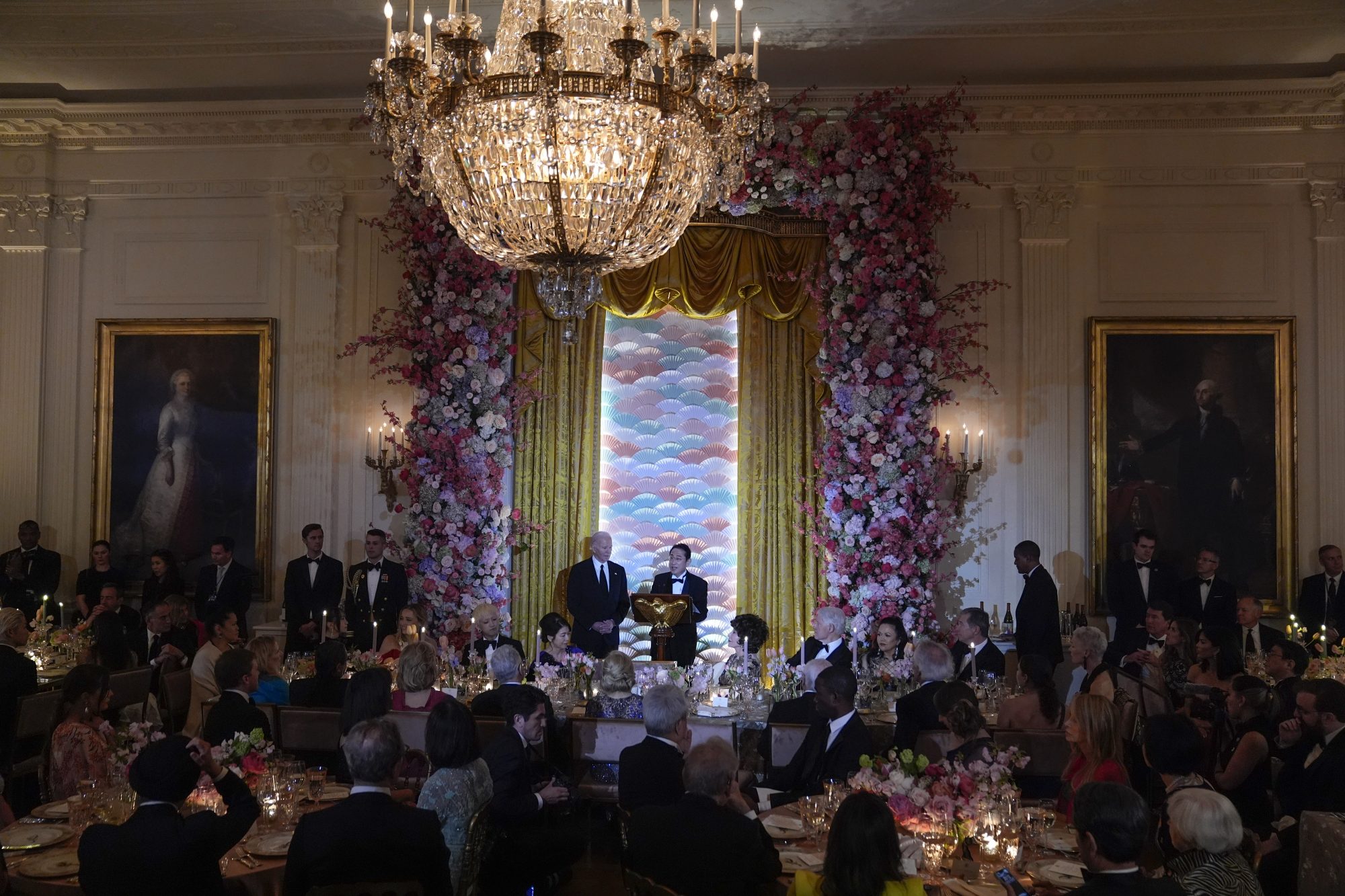 Kishida speaks ahead of a toast during a State Dinner at the White House.