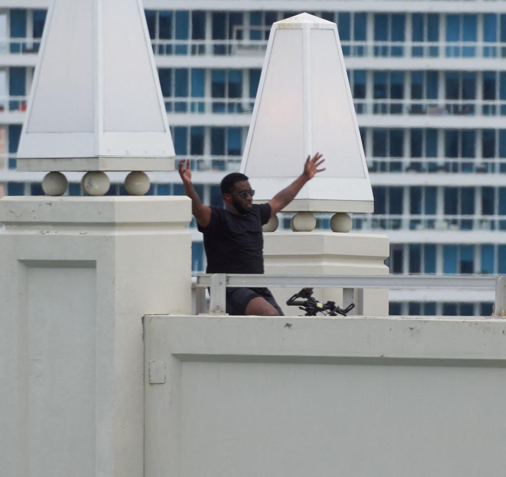 Diddy on a bridge.