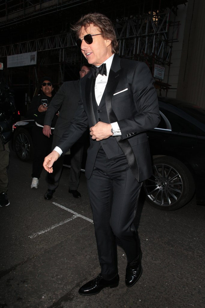 Tom Cruise arriving at Victoria Beckham's 50th birthday party 