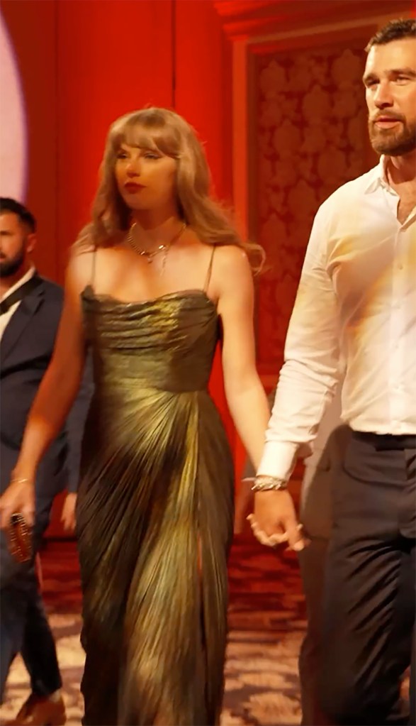 Travis Kelce and Taylor Swift at the 15 and the Mahomies Gala. 