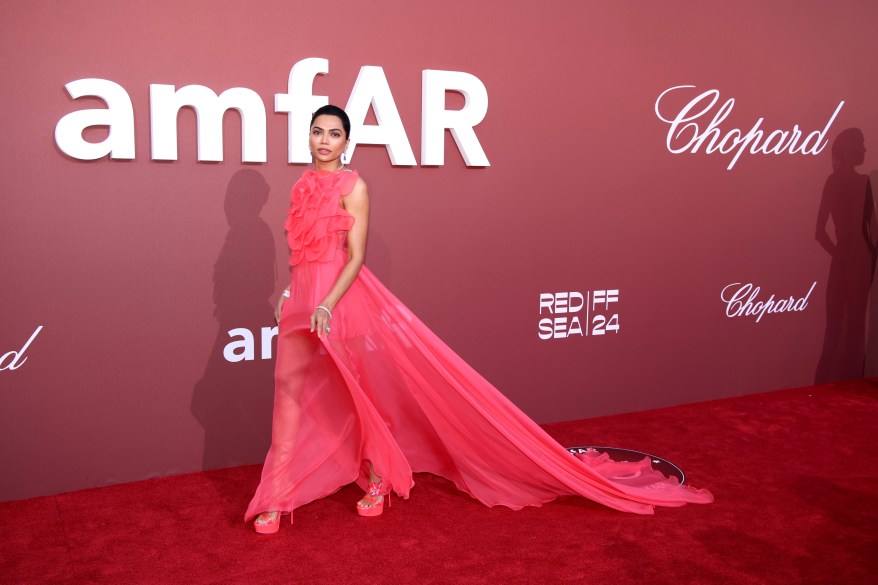 Mona Patel wears Valentino Haute Couture at the amfAR Cannes Gala on May 23.