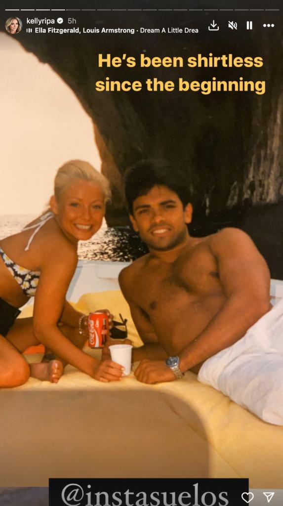 Kelly Ripa's Instagram Story of her and Mark Consuelos smiling when they were young