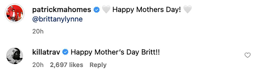 Travis Kelce's Instagram comment. 