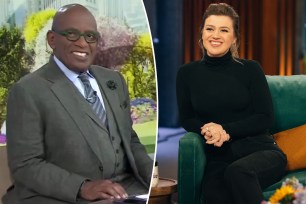 A split photo of Al Roker sitting and Kelly Clarkson sitting