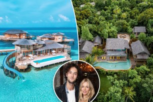 Oli Green and Sienna Miller and the Soneva Fushi resort.