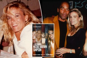 Nicole Brown Simpson split with a photo with OJ Simpson and the cover of Lifetime's documentary